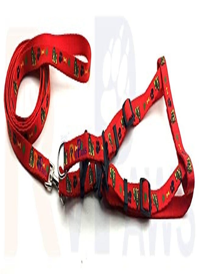 Pups&Pets Soft Adjustable Bone/Paw Printed Nylon Padded Vest Harness and Long Handle Leash Ideal for Outdoor Walking/Training Small Dogs and Puppies (Red) - Image 5